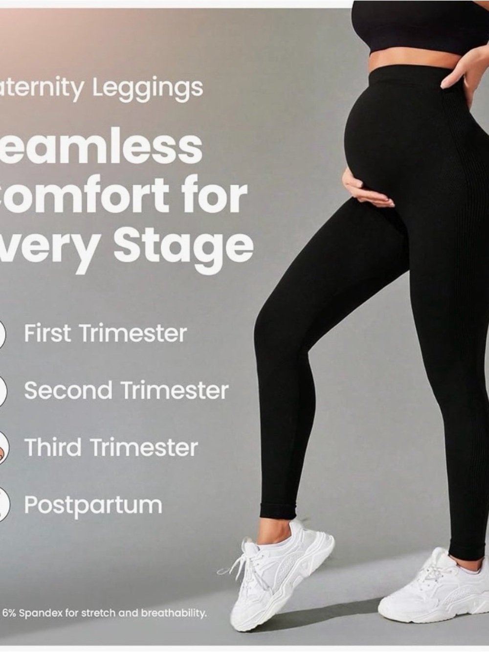 Black Maternity Leggings with Supportive Waistband 3 pairs of them